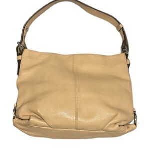 Coach Pebbled Leather Hobo Adjustable Strap Shoulder Bag Tan